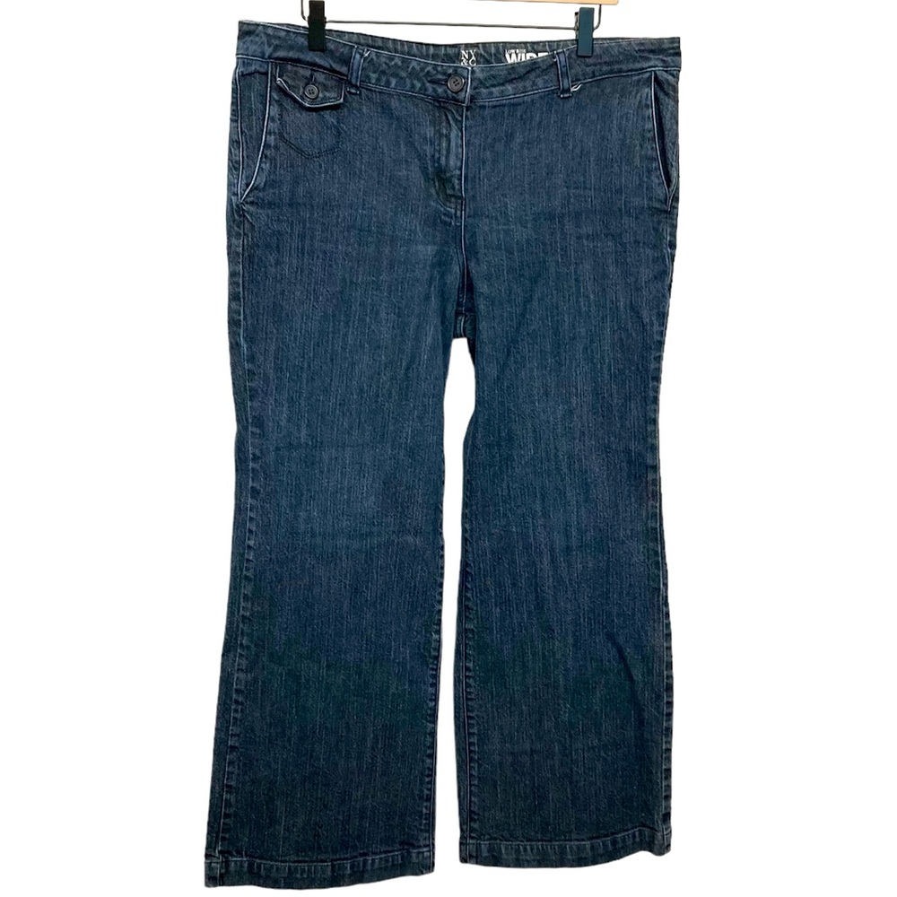 New York & Co. Low Rise Wide Leg Flare Trouser 18 Petite blue